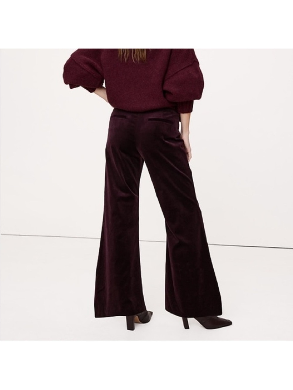 Banana Republic Velvet Boot-Cut Pants in Deep Wine